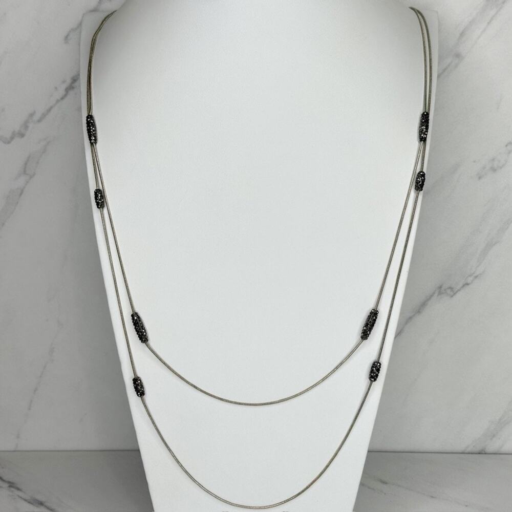Chico's Rhinestone Studded Layered Gold Tone Necklace ✨